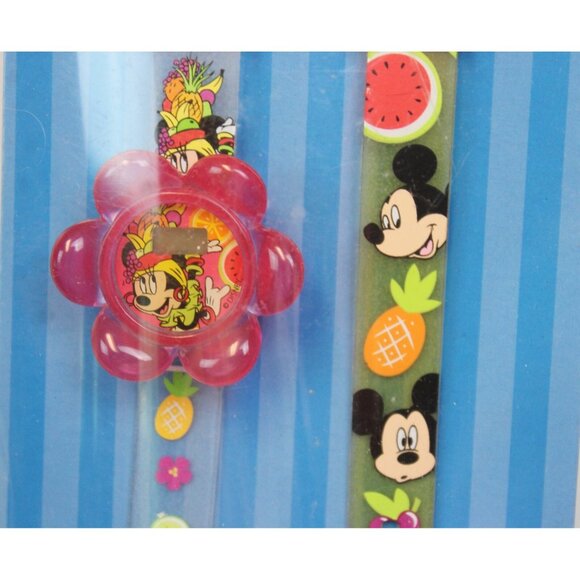 Disney Store Minnie Mickey Mouse Watch Tropical Fruits Flower Face Summer Kids - Picture 3 of 6